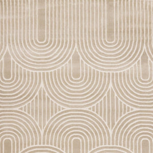 HomeRoots 5' Beige and Cream Geometric Area Rug - Stylish, Durable Design for Modern Living Spaces and Decor 5' X 8' 660221