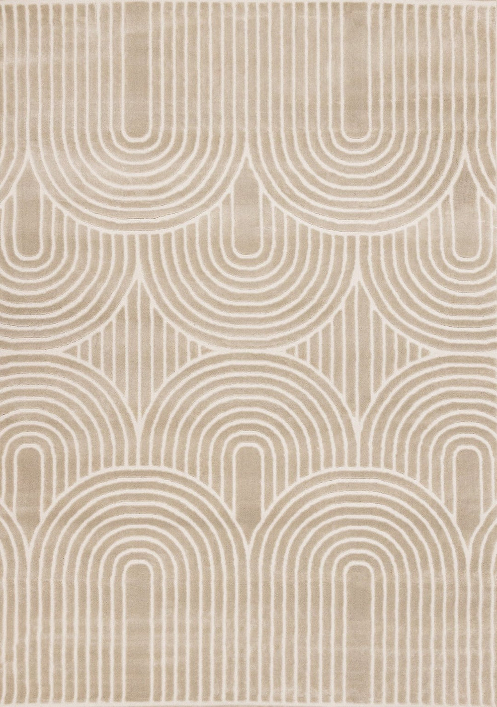 HomeRoots 5' Beige and Cream Geometric Area Rug - Stylish, Durable Design for Modern Living Spaces and Decor 5' X 8' 660221