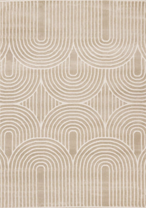 HomeRoots 8' Geometric Area Rug in Beige and Cream - Durable, Stain-Resistant, Modern Design for Any Room 8' X 11' 660222