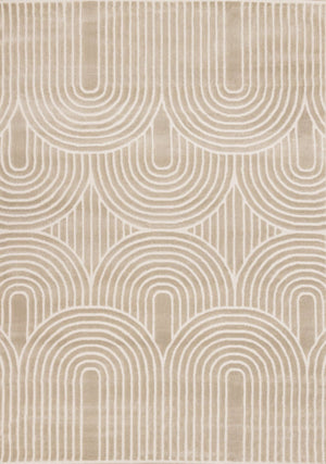 HomeRoots 8' Geometric Area Rug in Beige and Cream - Durable, Stain-Resistant, Modern Design for Any Room 8' X 11' 660222