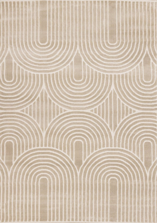 HomeRoots 8' Geometric Area Rug in Beige and Cream - Durable, Stain-Resistant, Modern Design for Any Room 8' X 11' 660222
