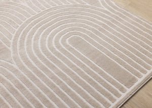 HomeRoots 8' Geometric Area Rug in Beige and Cream - Durable, Stain-Resistant, Modern Design for Any Room 8' X 11' 660222