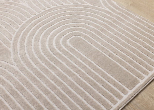 HomeRoots 8' Geometric Area Rug in Beige and Cream - Durable, Stain-Resistant, Modern Design for Any Room 8' X 11' 660222
