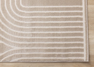 HomeRoots 8' Geometric Area Rug in Beige and Cream - Durable, Stain-Resistant, Modern Design for Any Room 8' X 11' 660222