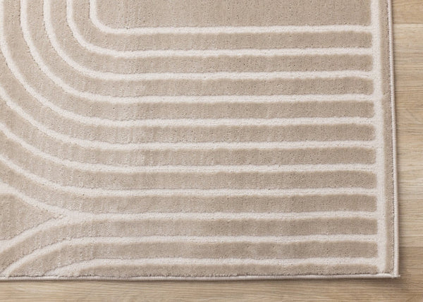 HomeRoots 8' Geometric Area Rug in Beige and Cream - Durable, Stain-Resistant, Modern Design for Any Room 8' X 11' 660222