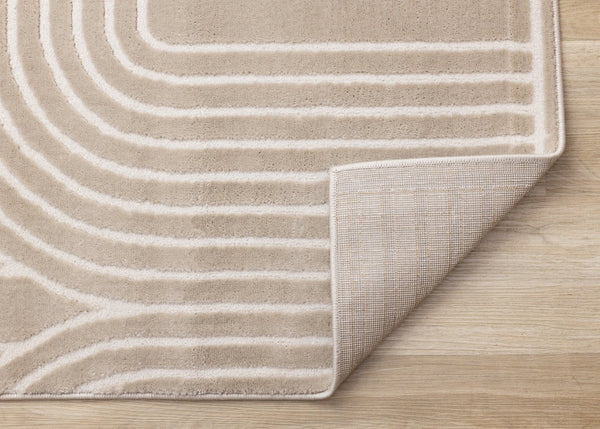HomeRoots 8' Geometric Area Rug in Beige and Cream - Durable, Stain-Resistant, Modern Design for Any Room 8' X 11' 660222