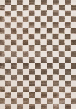 HomeRoots 5' Modern Brown and White Geometric Area Rug - Stylish, Durable, Stain-Resistant Design for Any Room 5' X 8' 660223