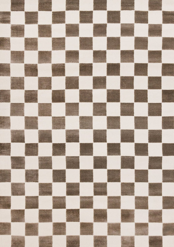 HomeRoots 5' Modern Brown and White Geometric Area Rug - Stylish, Durable, Stain-Resistant Design for Any Room 5' X 8' 660223