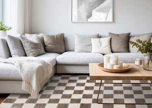 HomeRoots 5' Modern Brown and White Geometric Area Rug - Stylish, Durable, Stain-Resistant Design for Any Room 5' X 8' 660223