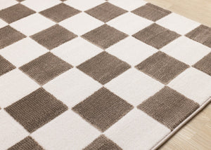 HomeRoots 5' Modern Brown and White Geometric Area Rug - Stylish, Durable, Stain-Resistant Design for Any Room 5' X 8' 660223
