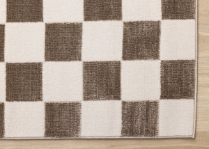 HomeRoots 5' Modern Brown and White Geometric Area Rug - Stylish, Durable, Stain-Resistant Design for Any Room 5' X 8' 660223