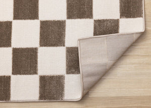 HomeRoots 5' Modern Brown and White Geometric Area Rug - Stylish, Durable, Stain-Resistant Design for Any Room 5' X 8' 660223