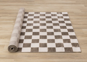 HomeRoots 5' Modern Brown and White Geometric Area Rug - Stylish, Durable, Stain-Resistant Design for Any Room 5' X 8' 660223