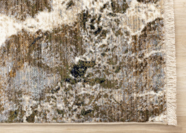 HomeRoots 8' Modern Abstract Area Rug in Black, Dark Green & Beige - Stylish, Durable & Easy-Care Design 8' X 10' 660226