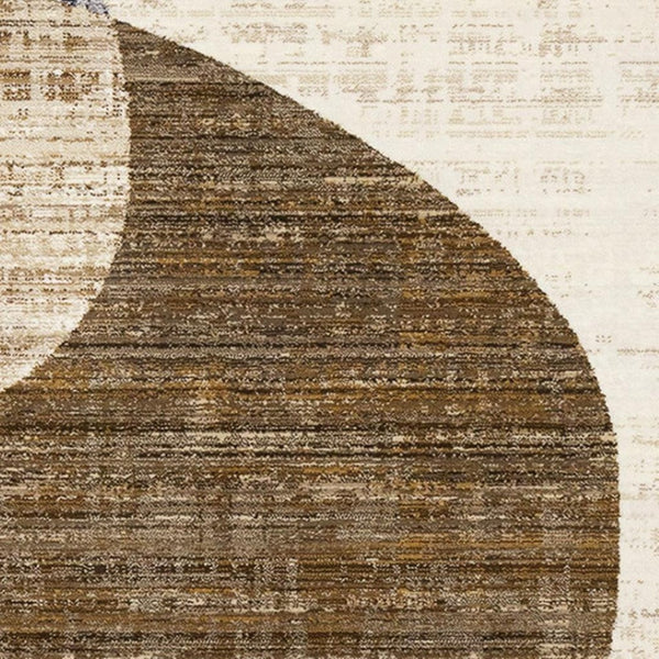 HomeRoots 8' Modern Abstract Area Rug in Cream, Blue, and Brown - Durable, Stain-Resistant Design for Any Room 8' X 10' 660228