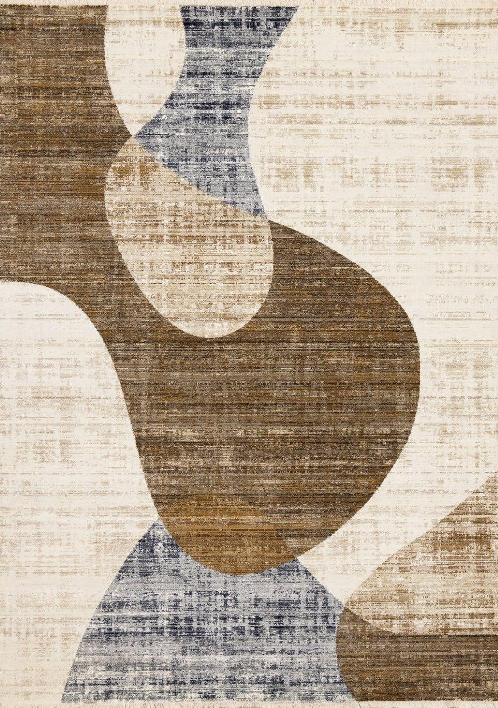 HomeRoots 8' Modern Abstract Area Rug in Cream, Blue, and Brown - Durable, Stain-Resistant Design for Any Room 8' X 10' 660228