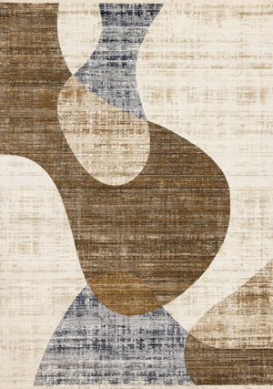 HomeRoots 8' Modern Abstract Area Rug in Cream, Blue, and Brown - Durable, Stain-Resistant Design for Any Room 8' X 10' 660228