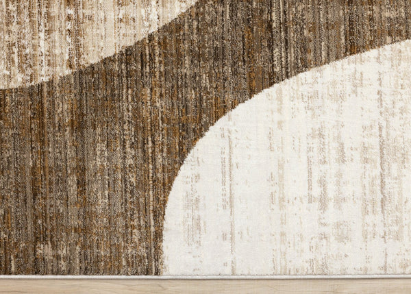 HomeRoots 8' Modern Abstract Area Rug in Cream, Blue, and Brown - Durable, Stain-Resistant Design for Any Room 8' X 10' 660228