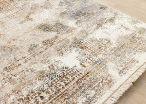 HomeRoots 5' Cream Gray and Tan Abstract Area Rug – Stylish, Durable, Easy-Care Design for Modern Spaces 5' X 8' 660229