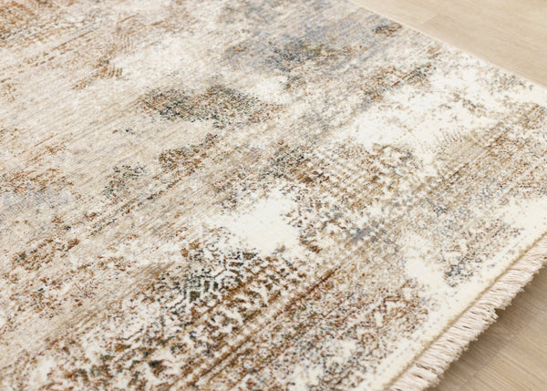 HomeRoots 5' Cream Gray and Tan Abstract Area Rug – Stylish, Durable, Easy-Care Design for Modern Spaces 5' X 8' 660229