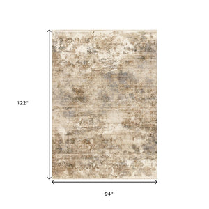 HomeRoots 8' Abstract Area Rug in Cream, Gray, and Tan - Modern, Durable Design for Everyday Use and Style 8' X 10' 660230