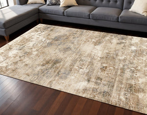 HomeRoots 8' Abstract Area Rug in Cream, Gray, and Tan - Modern, Durable Design for Everyday Use and Style 8' X 10' 660230