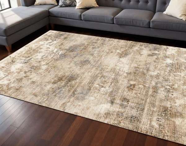 HomeRoots 8' Abstract Area Rug in Cream, Gray, and Tan - Modern, Durable Design for Everyday Use and Style 8' X 10' 660230