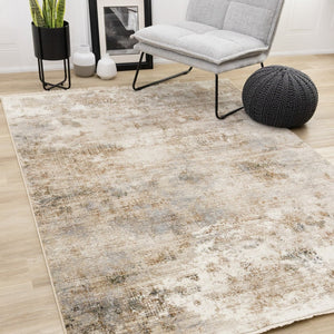 HomeRoots 8' Abstract Area Rug in Cream, Gray, and Tan - Modern, Durable Design for Everyday Use and Style 8' X 10' 660230