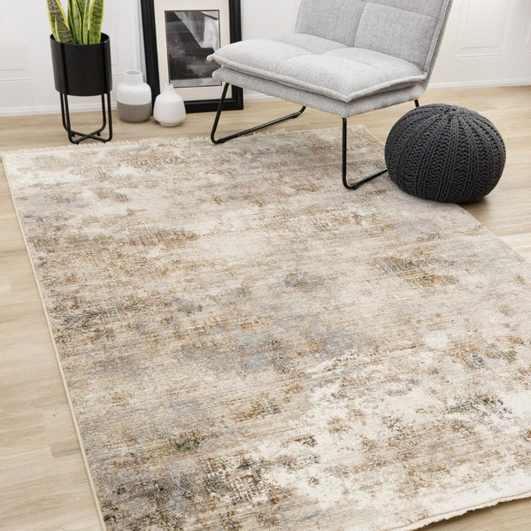 HomeRoots 8' Abstract Area Rug in Cream, Gray, and Tan - Modern, Durable Design for Everyday Use and Style 8' X 10' 660230
