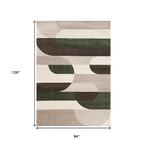 HomeRoots 8' Modern Cream Green Brown Geometric Area Rug - Durable, Stain-Resistant, Perfect for Busy Homes 8' X 11' 660232