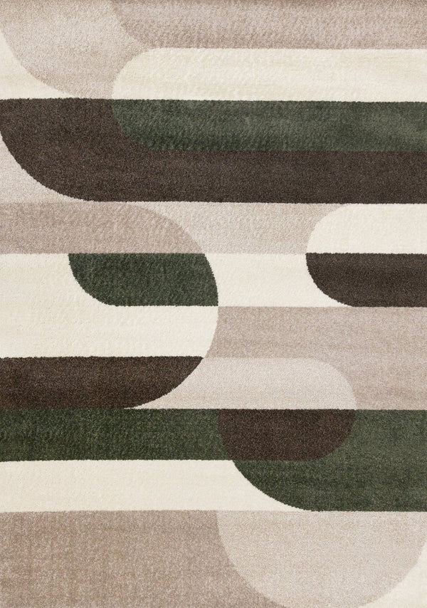 HomeRoots 8' Modern Cream Green Brown Geometric Area Rug - Durable, Stain-Resistant, Perfect for Busy Homes 8' X 11' 660232