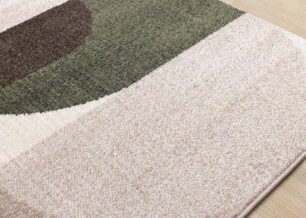 HomeRoots 8' Modern Cream Green Brown Geometric Area Rug - Durable, Stain-Resistant, Perfect for Busy Homes 8' X 11' 660232
