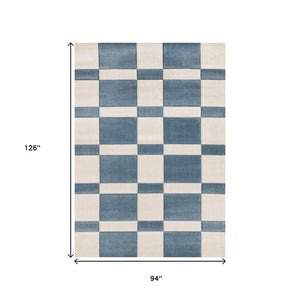 HomeRoots 8' Blue and White Geometric Area Rug - Stylish, Durable Design Perfect for High-Traffic Spaces 8' X 11' 660234