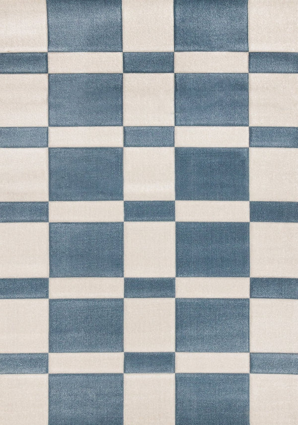 HomeRoots 8' Blue and White Geometric Area Rug - Stylish, Durable Design Perfect for High-Traffic Spaces 8' X 11' 660234