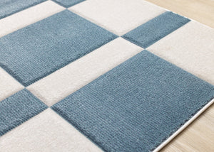 HomeRoots 8' Blue and White Geometric Area Rug - Stylish, Durable Design Perfect for High-Traffic Spaces 8' X 11' 660234