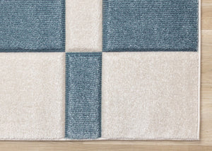 HomeRoots 8' Blue and White Geometric Area Rug - Stylish, Durable Design Perfect for High-Traffic Spaces 8' X 11' 660234