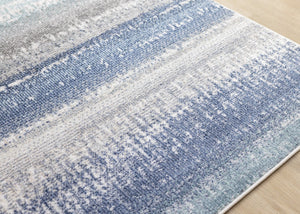 HomeRoots 5' Blue Gray and Cream Abstract Area Rug - Durable, Stain-Resistant, Modern Design for Any Space 5' X 8' 660235