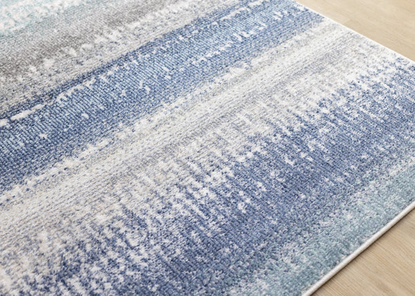 HomeRoots 5' Blue Gray and Cream Abstract Area Rug - Durable, Stain-Resistant, Modern Design for Any Space 5' X 8' 660235