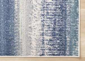 HomeRoots 5' Blue Gray and Cream Abstract Area Rug - Durable, Stain-Resistant, Modern Design for Any Space 5' X 8' 660235