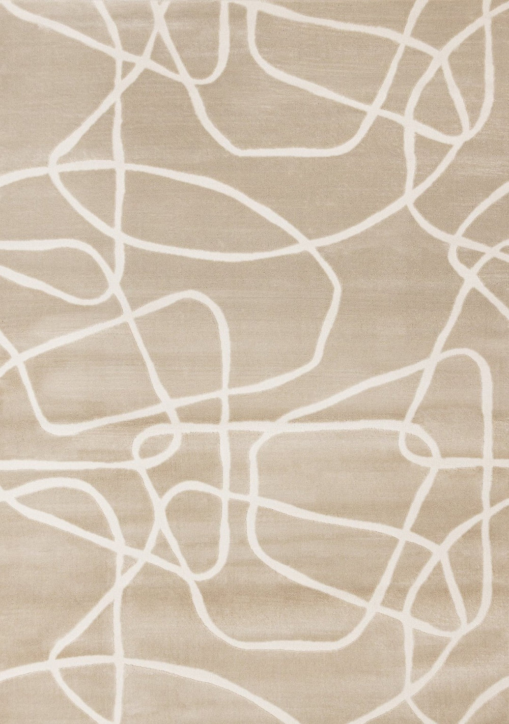 HomeRoots 5' Cream and Tan Abstract Area Rug – Modern Design, Stain Resistant, Easy-Care for Busy Homes 5' X 8' 660237