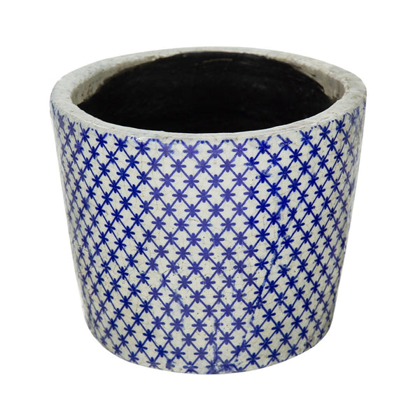 English Elm Set of 4 Terracotta Planters Distressed Blue White Glaze Antique Ceramic Style W2078P495142