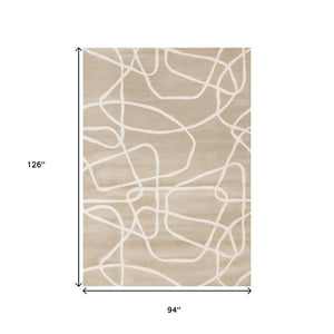 HomeRoots 8' Cream and Tan Abstract Area Rug - Modern Design, Durable, and Soft for Stylish Living Spaces 8' X 11' 660238