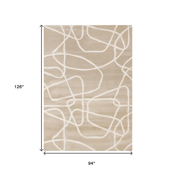 HomeRoots 8' Cream and Tan Abstract Area Rug - Modern Design, Durable, and Soft for Stylish Living Spaces 8' X 11' 660238