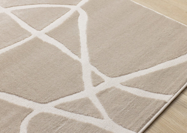 HomeRoots 8' Cream and Tan Abstract Area Rug - Modern Design, Durable, and Soft for Stylish Living Spaces 8' X 11' 660238