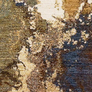 HomeRoots 5' Modern Abstract Area Rug in Beige, Blue, and Brown - Durable, Stylish, and Stain-Resistant Design 5' X 8' 660239