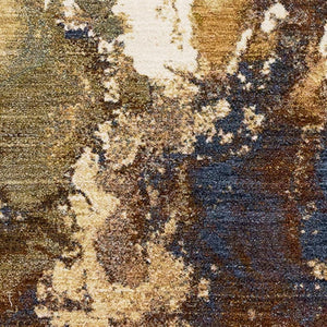 HomeRoots 8' Modern Abstract Area Rug in Beige, Blue & Brown - Durable, Stain-Resistant, and Stylish Décor Solution 8' X 10' 660240