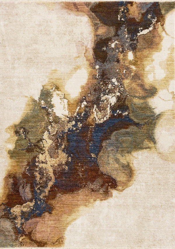 HomeRoots 8' Modern Abstract Area Rug in Beige, Blue & Brown - Durable, Stain-Resistant, and Stylish Décor Solution 8' X 10' 660240