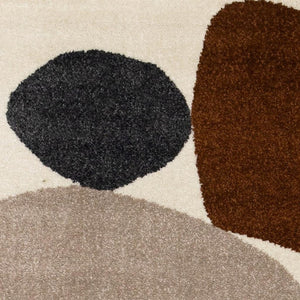 HomeRoots 5' Cream and Brown Geometric Area Rug - Modern, Stain-Resistant Design for Stylish Home Décor 5' X 8' 660249