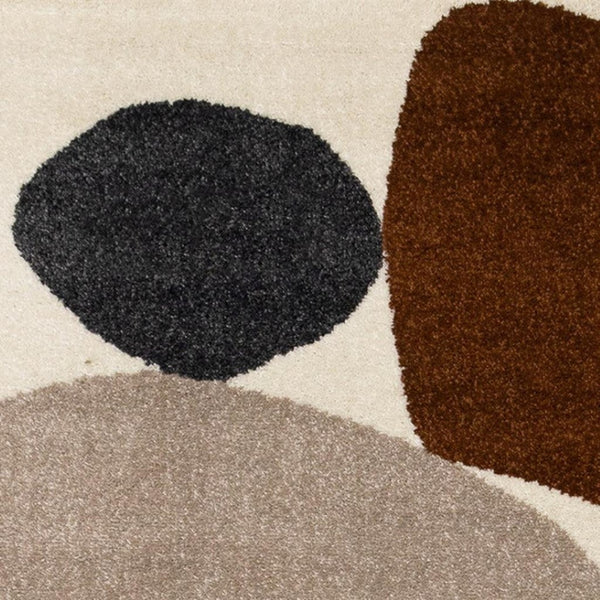 HomeRoots 5' Cream and Brown Geometric Area Rug - Modern, Stain-Resistant Design for Stylish Home Décor 5' X 8' 660249
