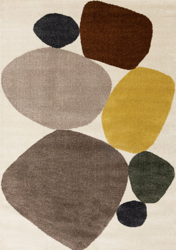 HomeRoots 5' Cream and Brown Geometric Area Rug - Modern, Stain-Resistant Design for Stylish Home Décor 5' X 8' 660249